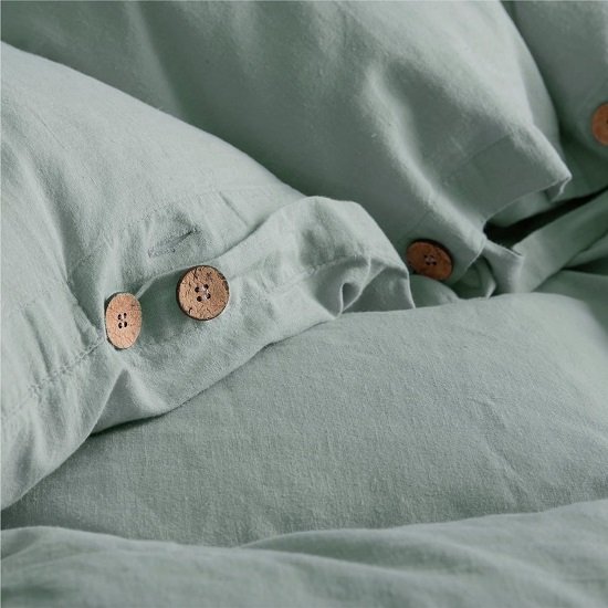 Linen Duvet Cover King - Linen Cotton Blend Duvet Cover Set, Sage Green Linen Duvet Cover, 3 Pieces, 1 Duvet Cover 104x90 Inches and 2 Pillowcases