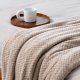 Flannel Fleece Luxury Throw Blanket, Beige Twin Size Jacquard Weave Pattern Cozy Couch/Bed Super Soft and Warm Plush Microfiber (66 x 90 inches)