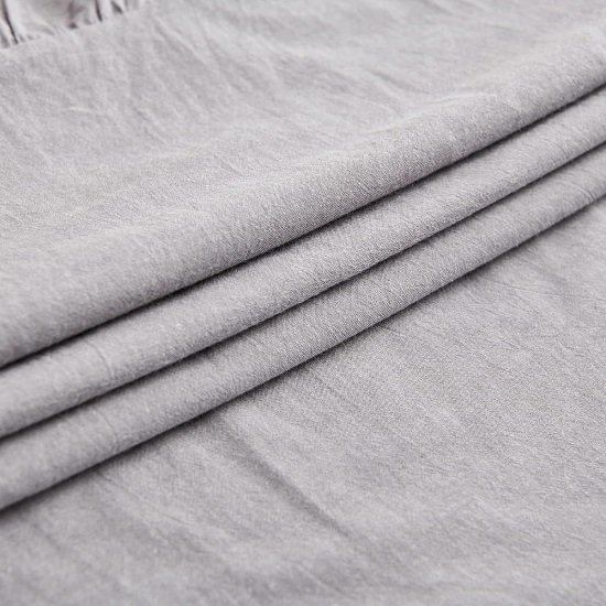 Ruffle Grey Pillow Cases Set of 2 Queen Size Pillow Shams, Shabby Pillow Cover Washed Cotton Farmhouse Pillowcases 20"x30"