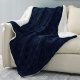50” x 70” Large Throw Blanket, Sherpa Reversible Brushed Flannel Fleece Plush Blanket, Stylish Decorative, Lightweight, Soft and Warm Navy Blue