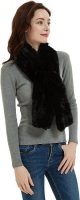 Faux Fur Scarf Shawl - Warm Soft Knitted Wraps, Elegant Rex Rabbit Effect Scarfs for Women, Girls